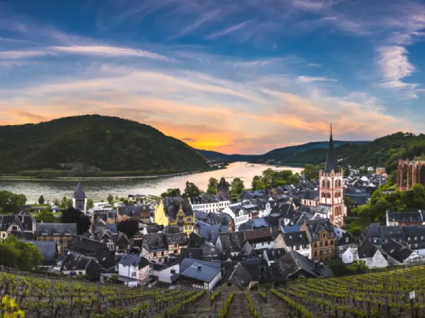 Sonnenuntergang über dem Rheintal bei Bacharach